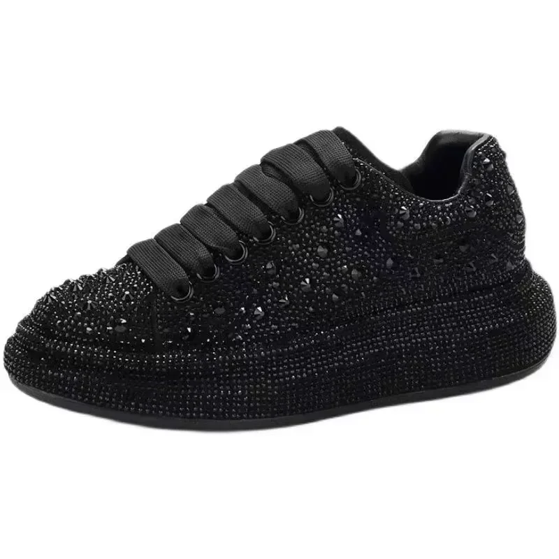 Glisten Rhinestone Designer Women's Sneakers High Quality Breathable Comfort Casual Shoes Lightweight Non-slip Zapatos De Mujer