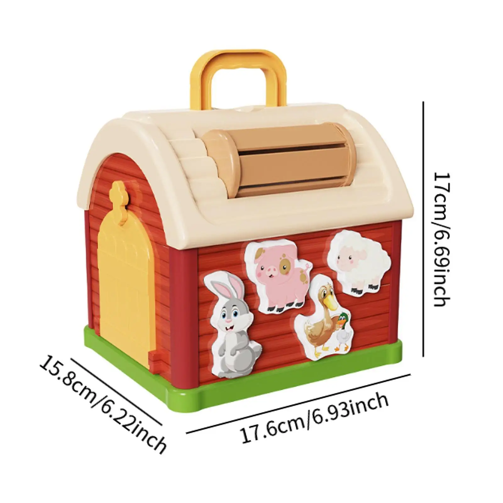 Conjunto de casa classificadora de formas, cubo de atividades para bebês, brinquedo montessori de percepção de cores, brinquedo de aprendizagem de emparelhamento de animais de fazenda para crianças de 3 a 5 anos
