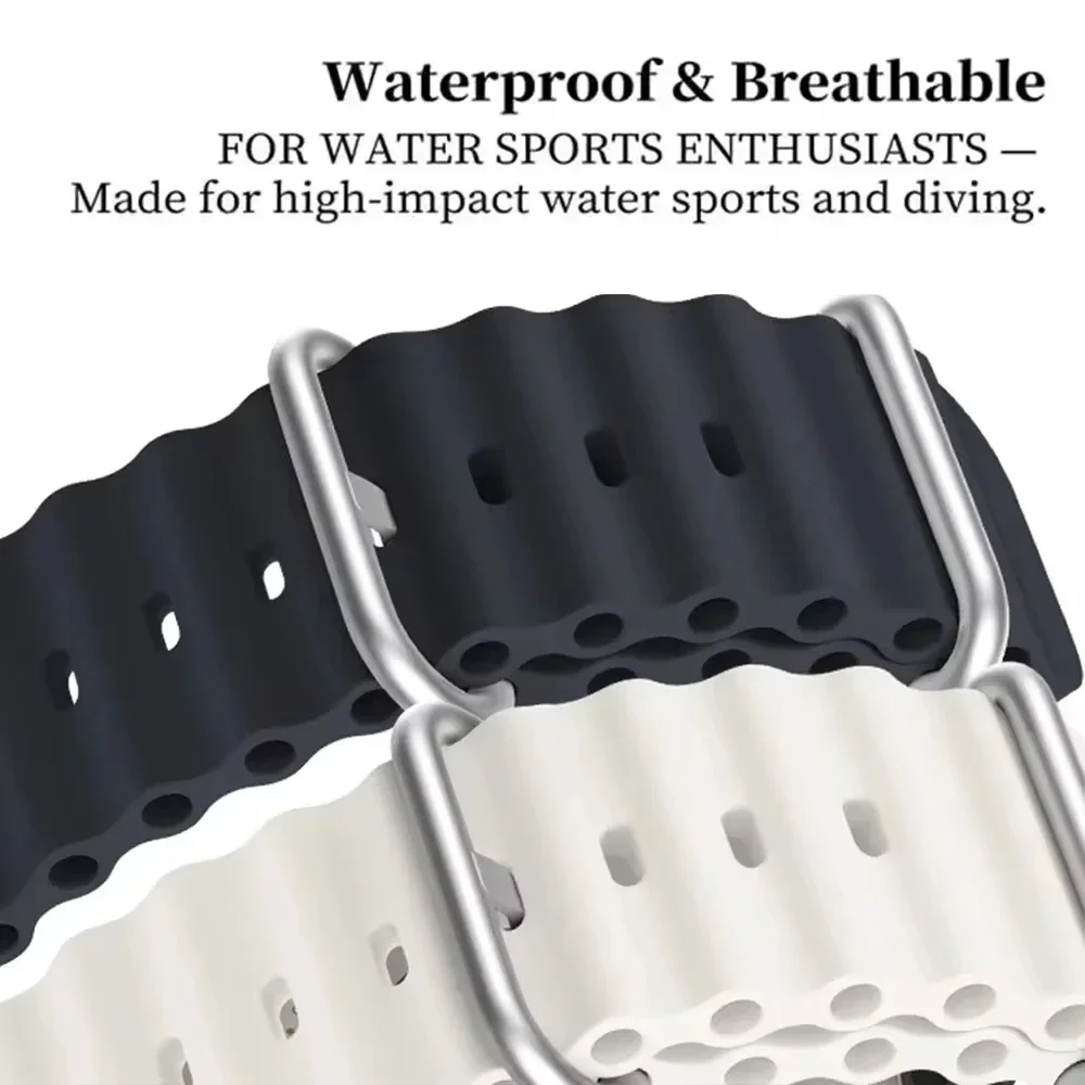 Ocean Strap for Samsung Galaxy Watch 7 Ultra 47mm Sport Silicone Bracelet for Galaxy Watch 7 Ultra Band Metal Connector Correa