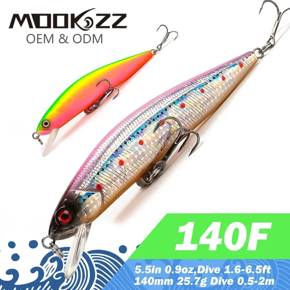 MOOKZZ Top Hard Fishing Lures 14CM 25.7G Minnow quality Baits Wobblers Good Action professional Fishing Tackles Artificial