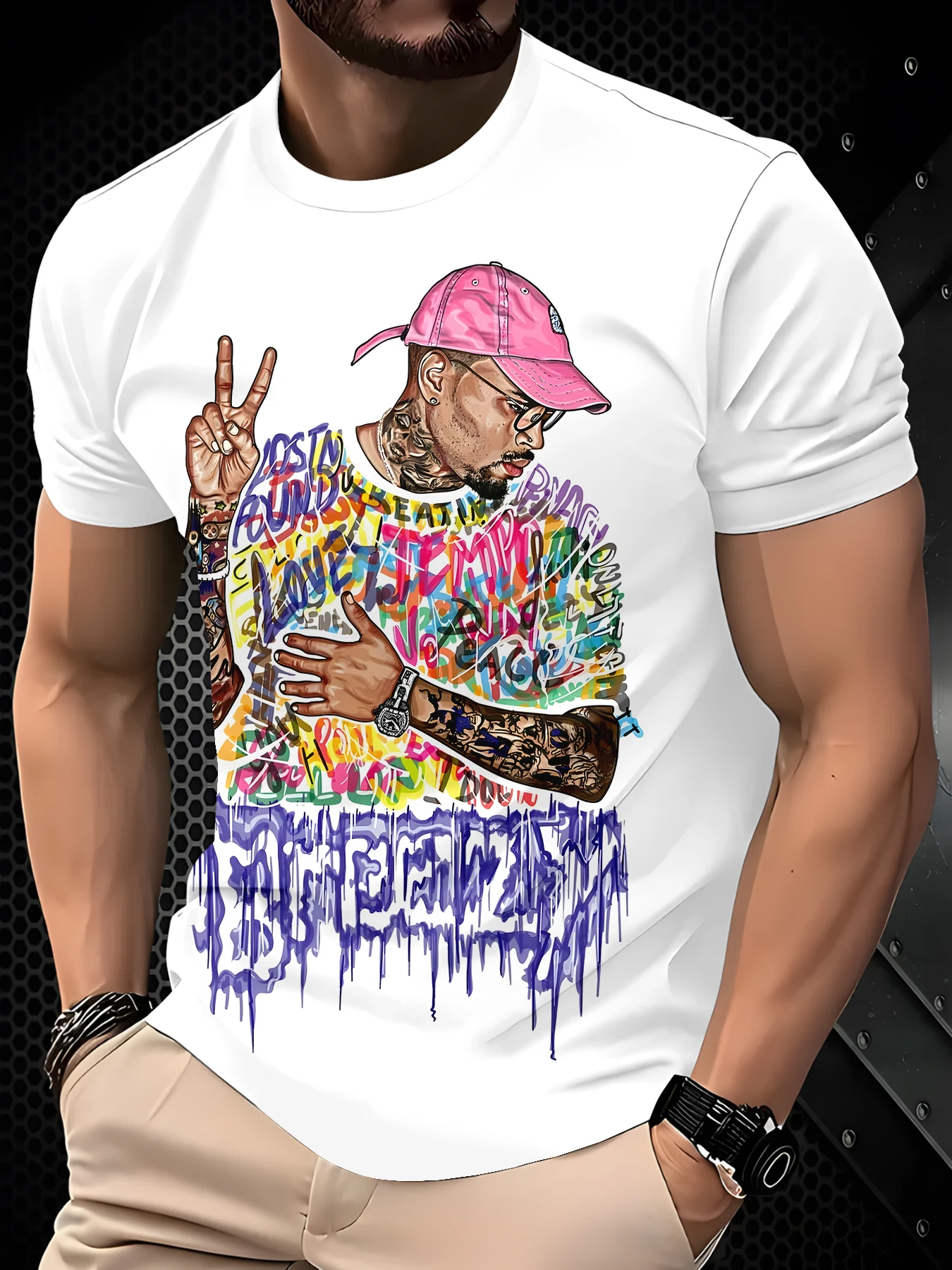 

Men's 3D Digital Printed Casual T-Shirt, Fashionable and Breathable Top