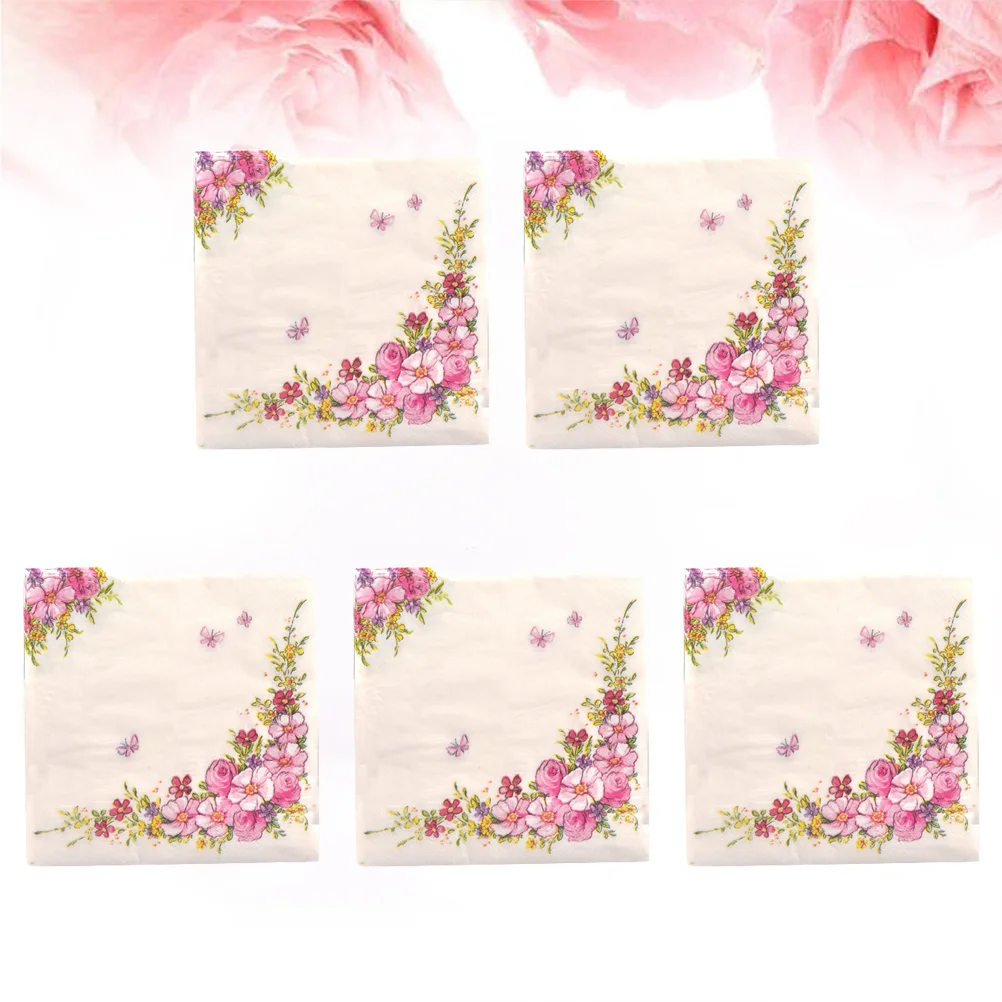 Servilletas con estampado de flores creativas, pañuelos decorativos de papel para cena, suministros para fiestas, servilletas desechables, 100 Uds.