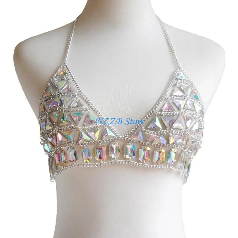 

T21F Eye Catching Multilayered Backless Chest Chains Bra Body Chain