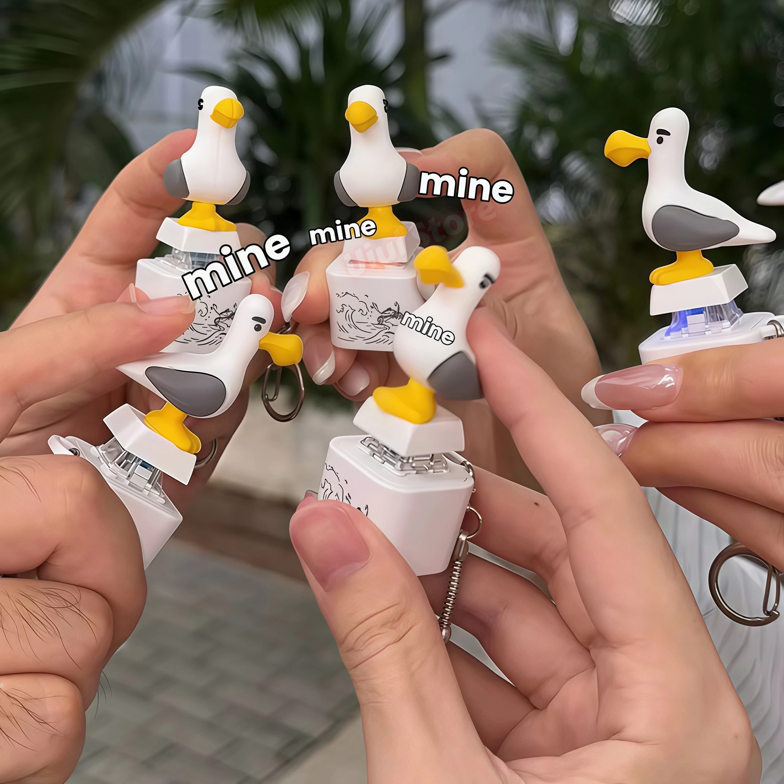 Funny Mine Bird Voice Keys Pendant Keyboard Decompression Sound Little Seagull Creative Keychain Keyrings Office Birthday Party - view 2