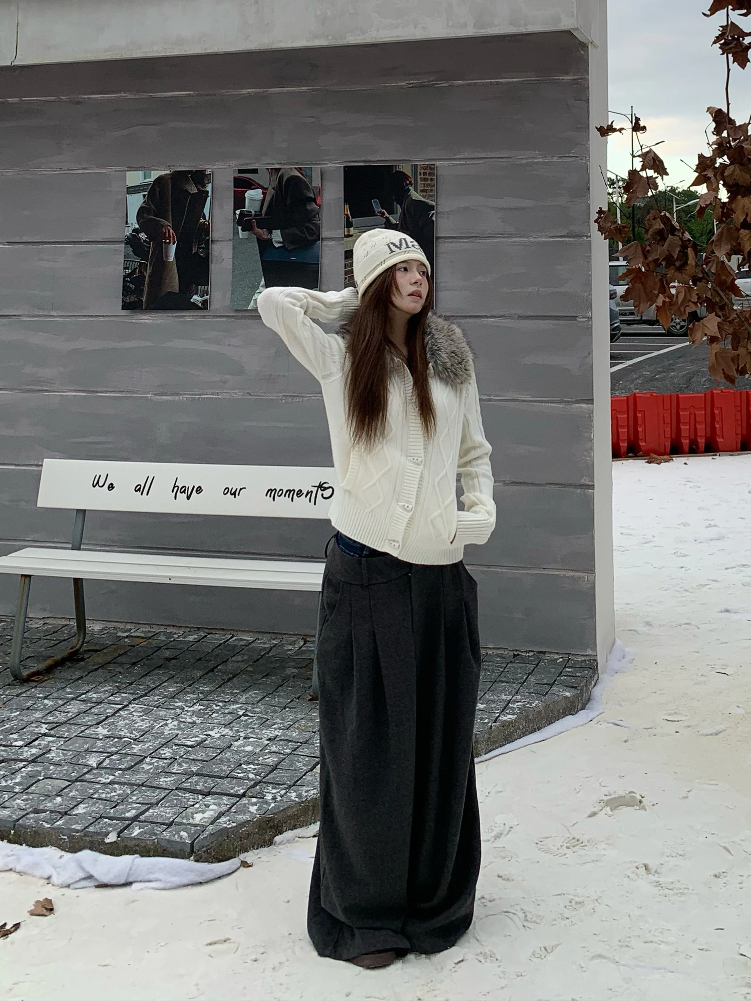 

E7Q8 Осенне-зимний корейский приталенный вязаный кардиган для женщин: повседневный, универсальный, свободный, с длинными рукавами, теплый, расслабленный топ