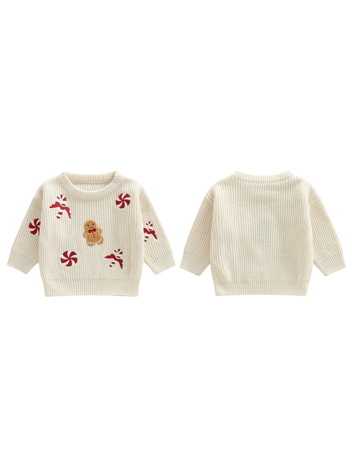 

Adorable Infant Holiday Sweater Festive Snowman Embroidered Cozy Ribbed Long Sleeve Knit Pullover for Winter Celebrations