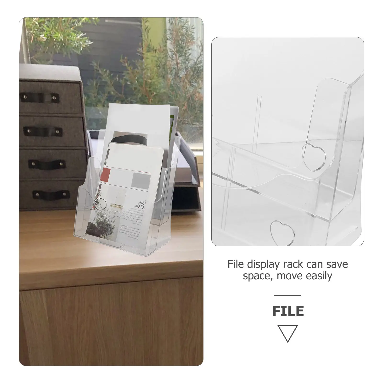 Acrylic A4 File Holder Portable Clear Document Rack Wall Mounted Paper Organizer Office Pamphlets Brochures Display Stand