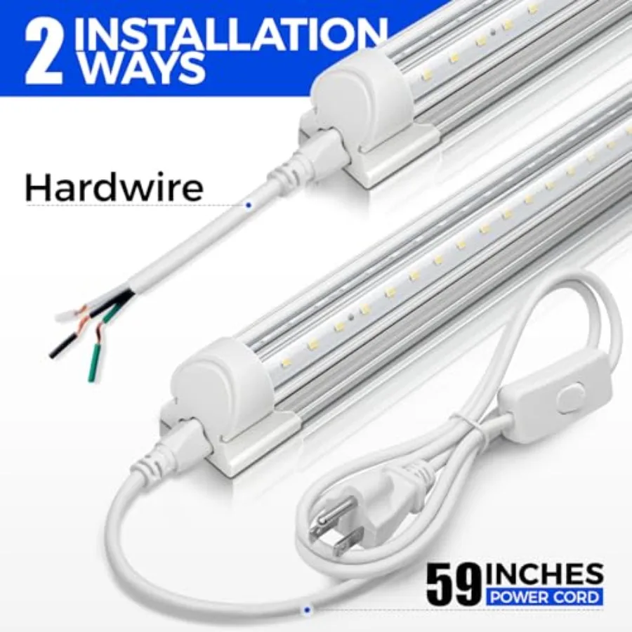 LED Shop Lights, 40W 5500LM, 4Feet Integrated Fixture, V Shape, T8 Light Tube, Daylight White, Clear Cover, High Output, LED Sh - view 6