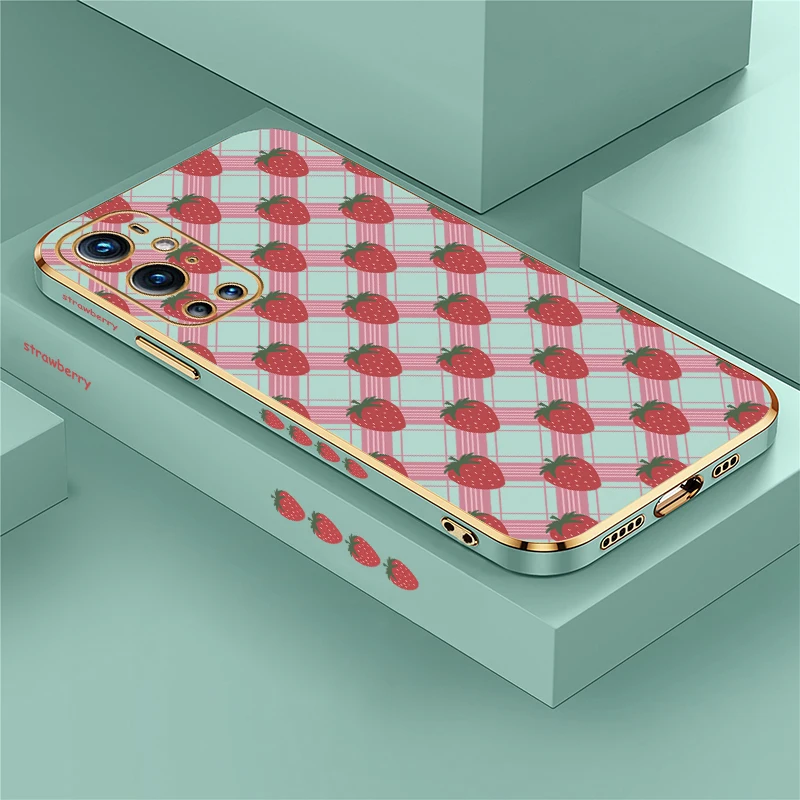 Милый чехол для телефона с клубничным узором и бантиком для Oneplus Nord N20 5G CE 2 Lite 3 9 8T, роскошный противоударный чехол с покрытием
