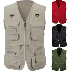 Outdoor Hiking Vest Men's Multi-pocket Breathable Hunting Fishing Vest Men's Thin Outdoor Simple Sports Jacket