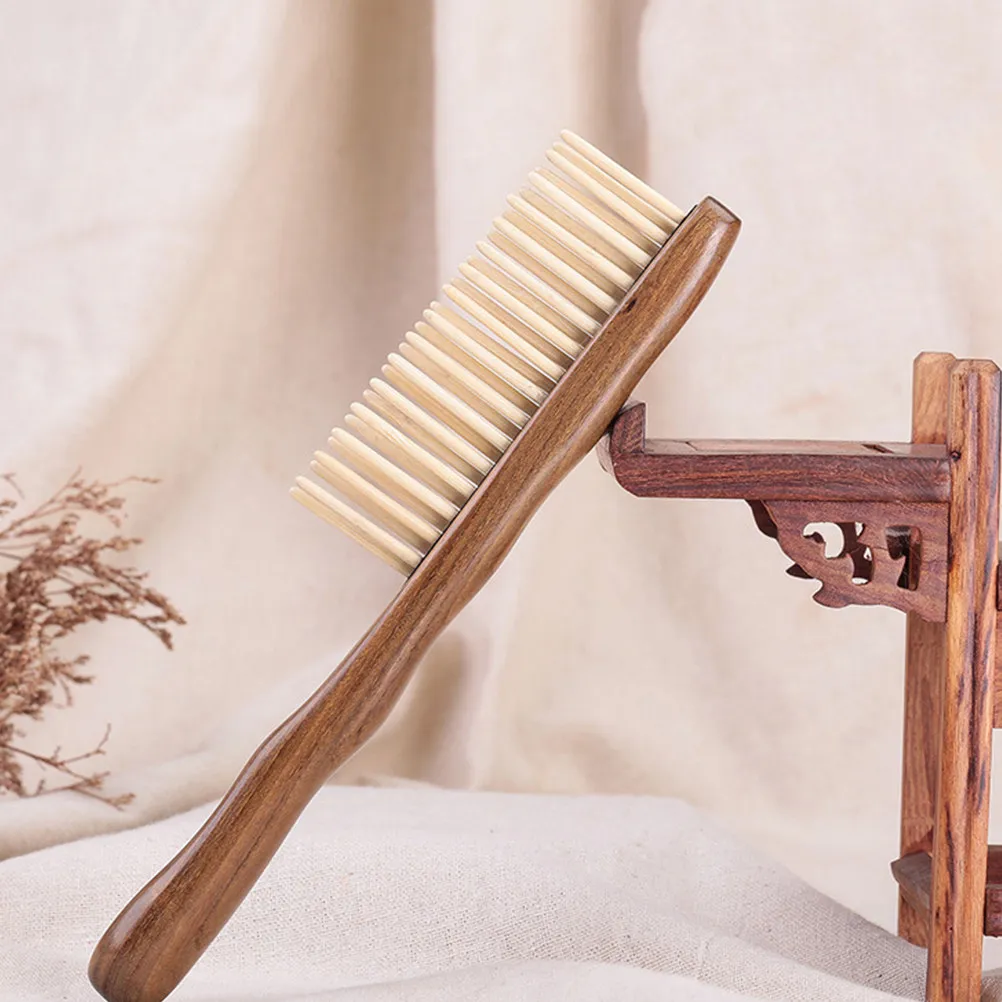 

Натуральная расческа для волос из сандалового дерева с двойным рядом зубцов, антистатическая, для массажа кожи головы, стимулирующая кровообращение, аксессуары для укладки волос