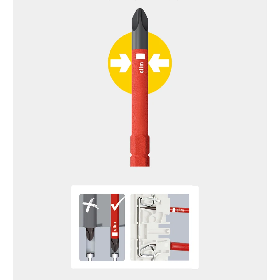 

WIHA 38611 Insulated Screwdriver Set 6 in 1 with 6 Bits Magazine Ph/Plusminus/Pozidriv/Slotted Slim Line Electrician Screwdriver