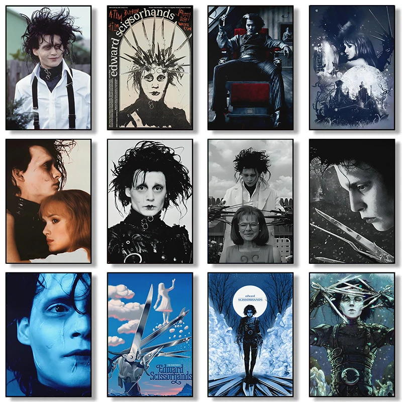 Edward Scissorhands Poster Classic Movie Vintage Posters and Prints Canvas Painting Wall Art Picture for Living Room Home Decor