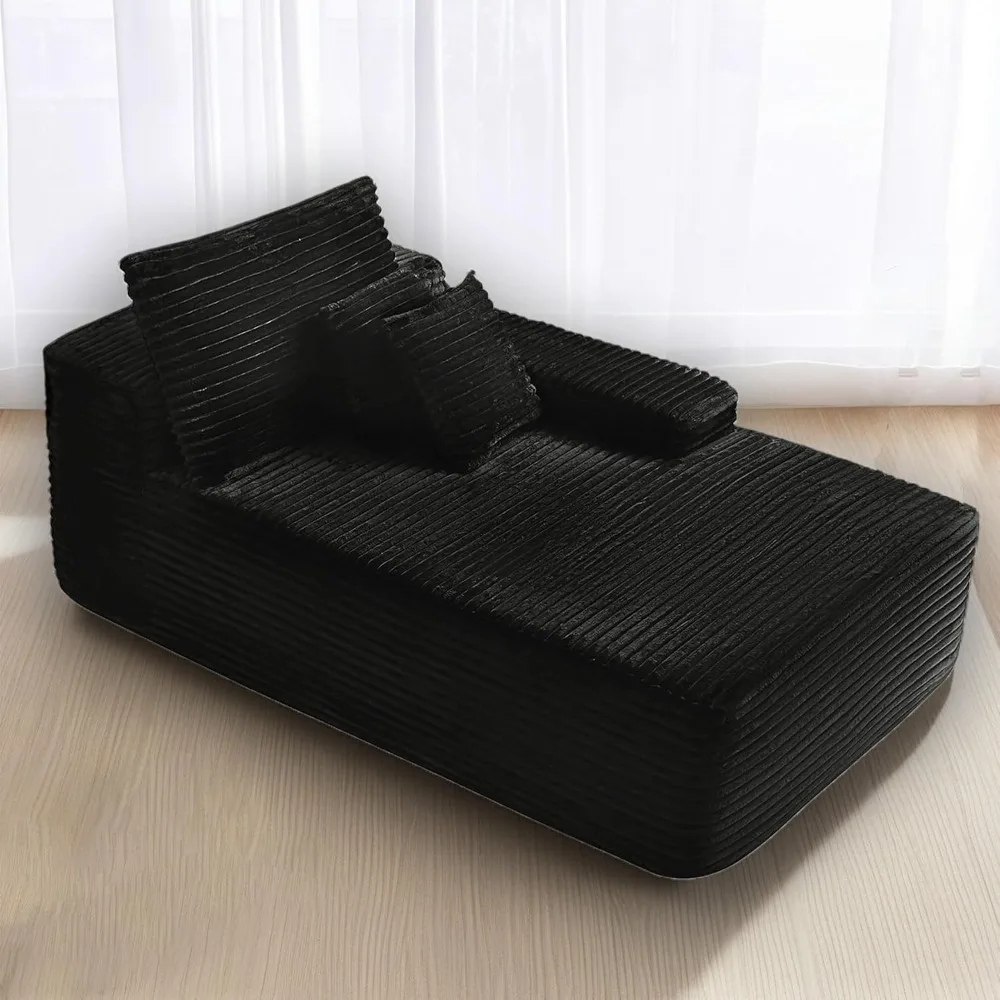 كرسي صالة كبير الحجم داخلي، سرير أريكة قصير أسود بدون عظم، أريكة سحابية مريحة لغرفة المعيشة #1