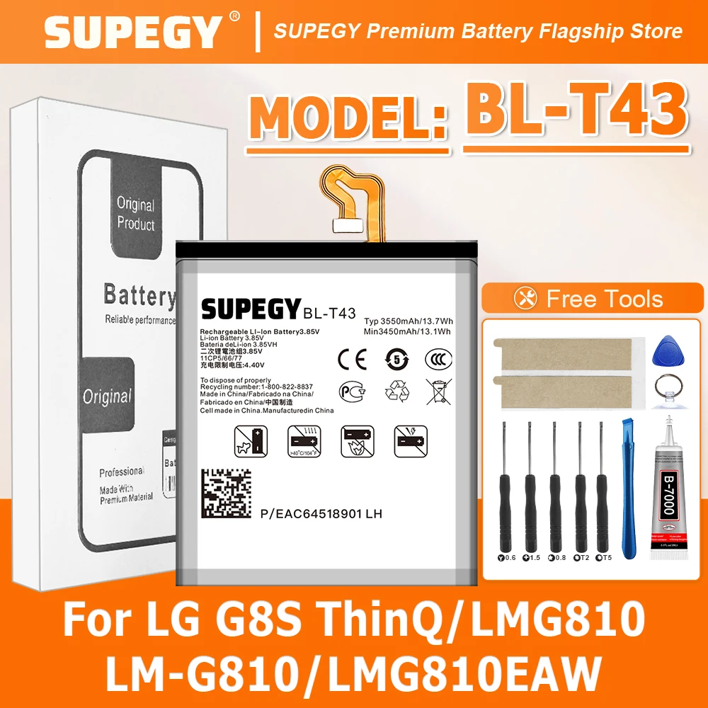 BL-T43 3550mAh Replacement Battery For LG G8S ThinQ/LMG810/LM-G810/LMG810EAW Batteries New High Quanlity BATTERY+Free Tools