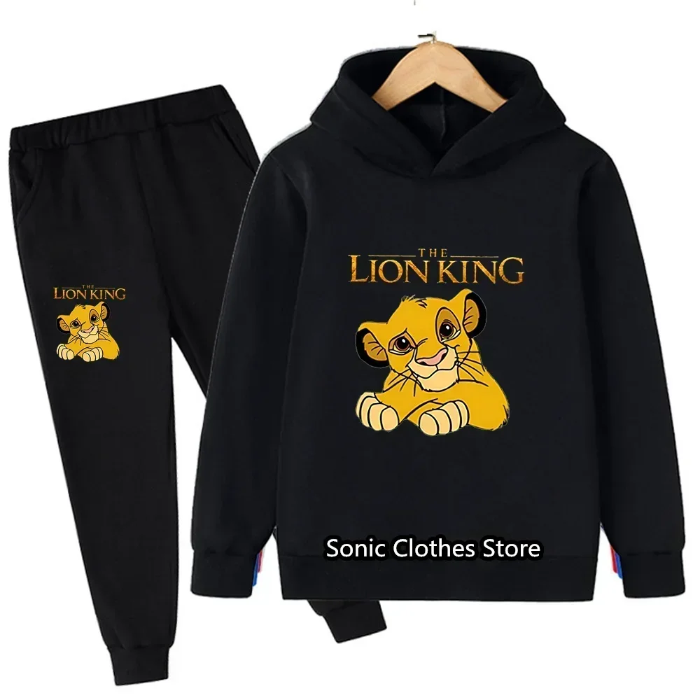 2pcs Set Novelty Autumn Baby Boy Sport Outfits Clothes Sets Girls Clothing Lion King Simba Tops Hoodies+Pants Children Tracksuit