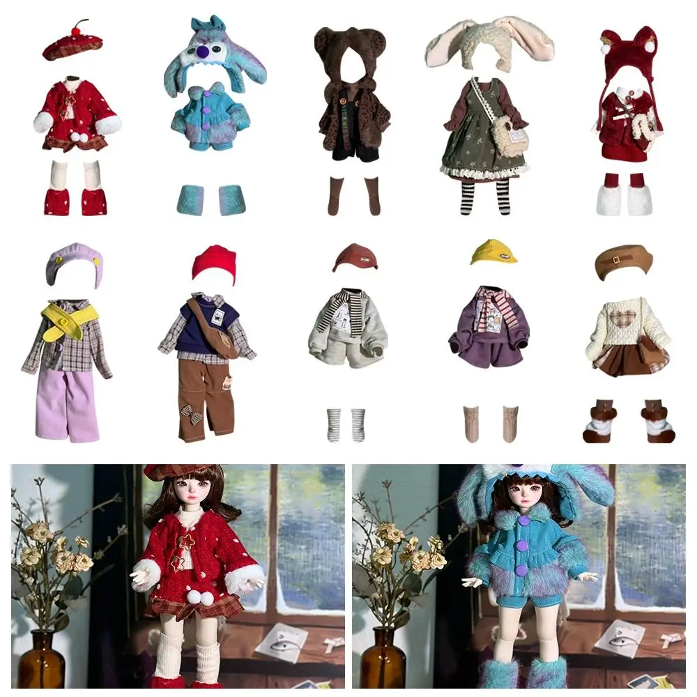 Princess Style 6-Point BJD Doll Clothes Fat Body Clothes Princess Doll 30cm Fur Hat Lolita Dress Set Lolita Fashion