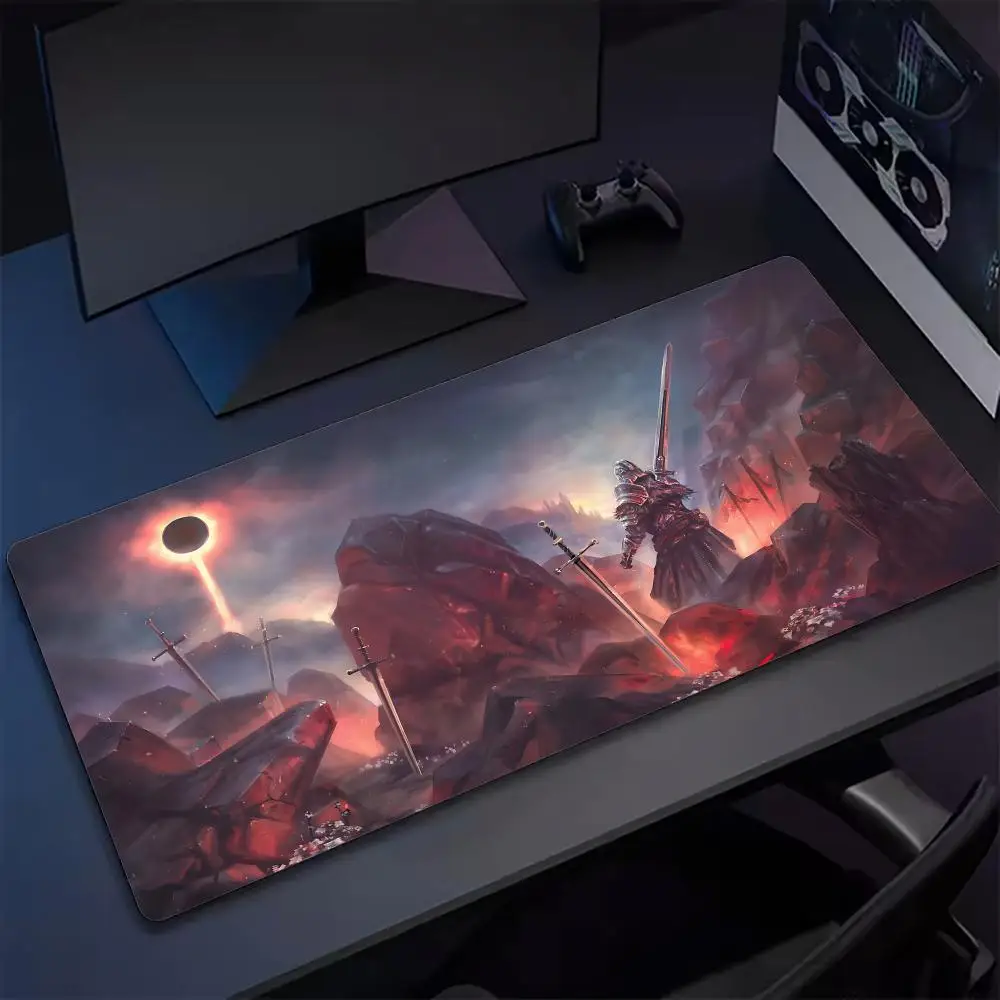 D-DARK S-SOULS 3 Mouse Pad Tapetes de Mesa Teclado, Borracha Kawai, Tapete de Mesa Antiderrapante, XXL90x40cm