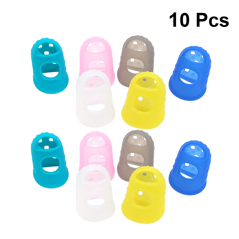 

10 Pcs Guitar Finger Cots Caps for Playing Sleeves Protectors Fingertip Covers Thumb Picking