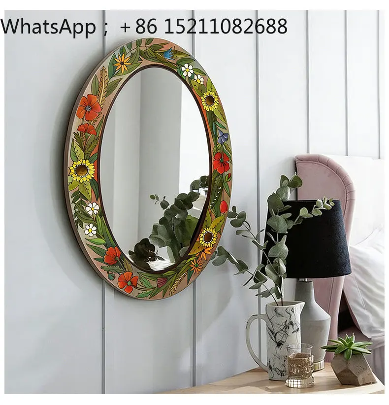 SCY retro decorative hanging mirror medium antique oval mirror dining side cabinet atmosphere mirror