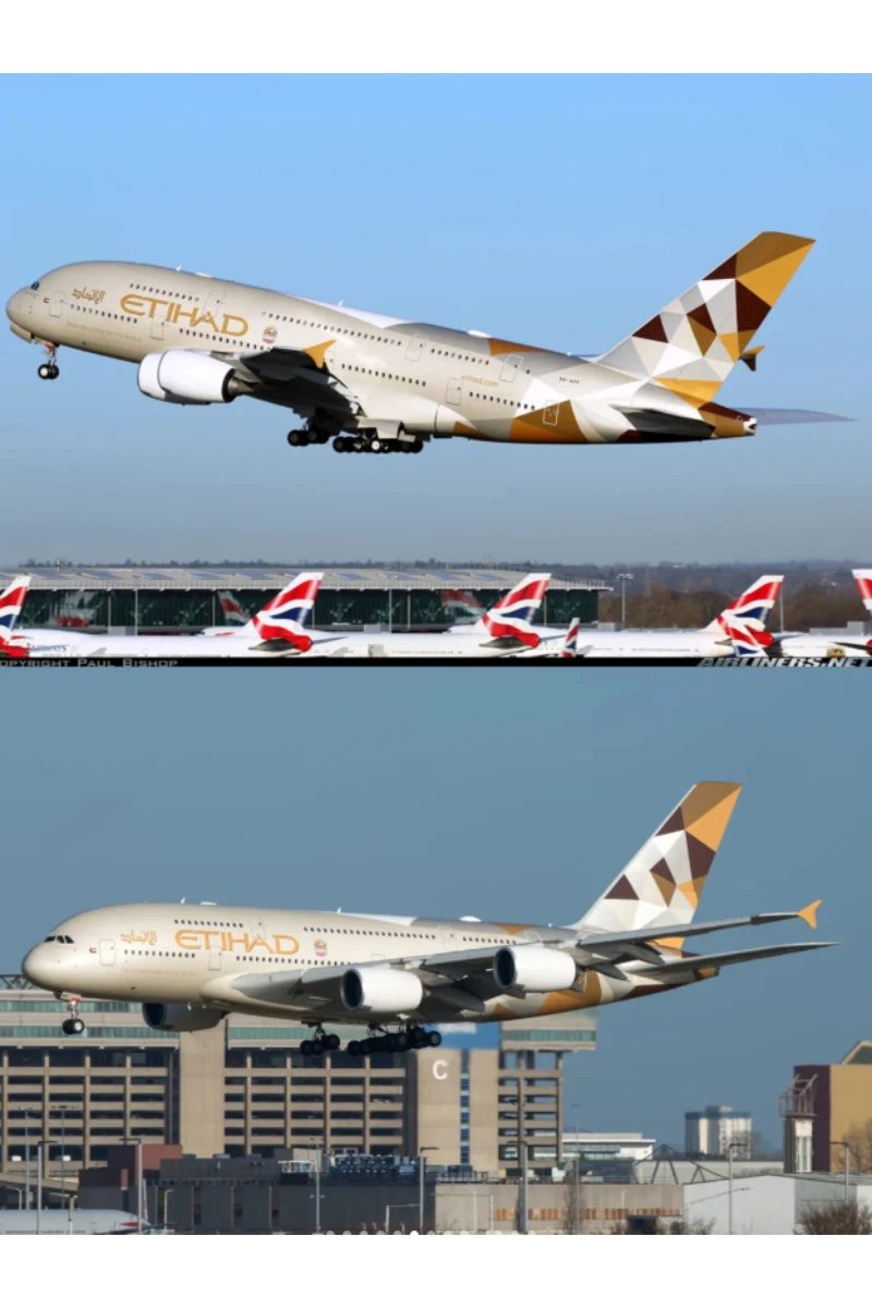 

New 1/160 Scale Model Diecast Resin Airline A380 ETIHAD Airplane With Light Wheel Plane Collection Display Gifts Decoration