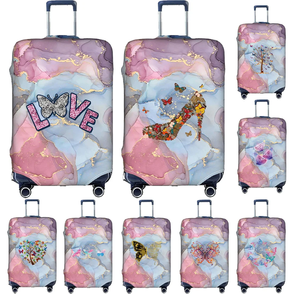 Luggage Cover Stretch Fabric Dust Cover Anti-Scratch Suitcase Suit for 18-32 Inch Bag Butterfly Pattern Travel Accessories