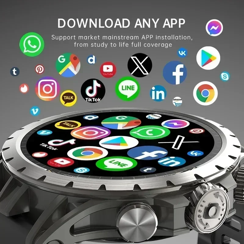 2026 Q85 Sport Round Dial Men's Smart Watch,Waterproof,Large Screen,4G Full Network,WIFI,Independent card insertion,hd video