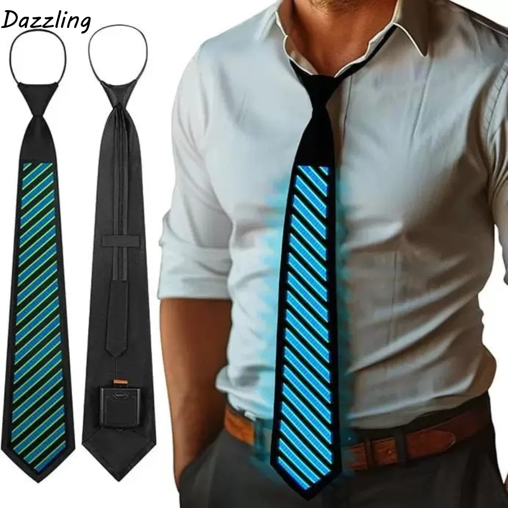 

Fashion Rainbow LED Light Tie Adjustable Neon Flashing Glow Rave Party Necktie Narrow Cyberpunk Hip-hop Luminous Cravat Street
