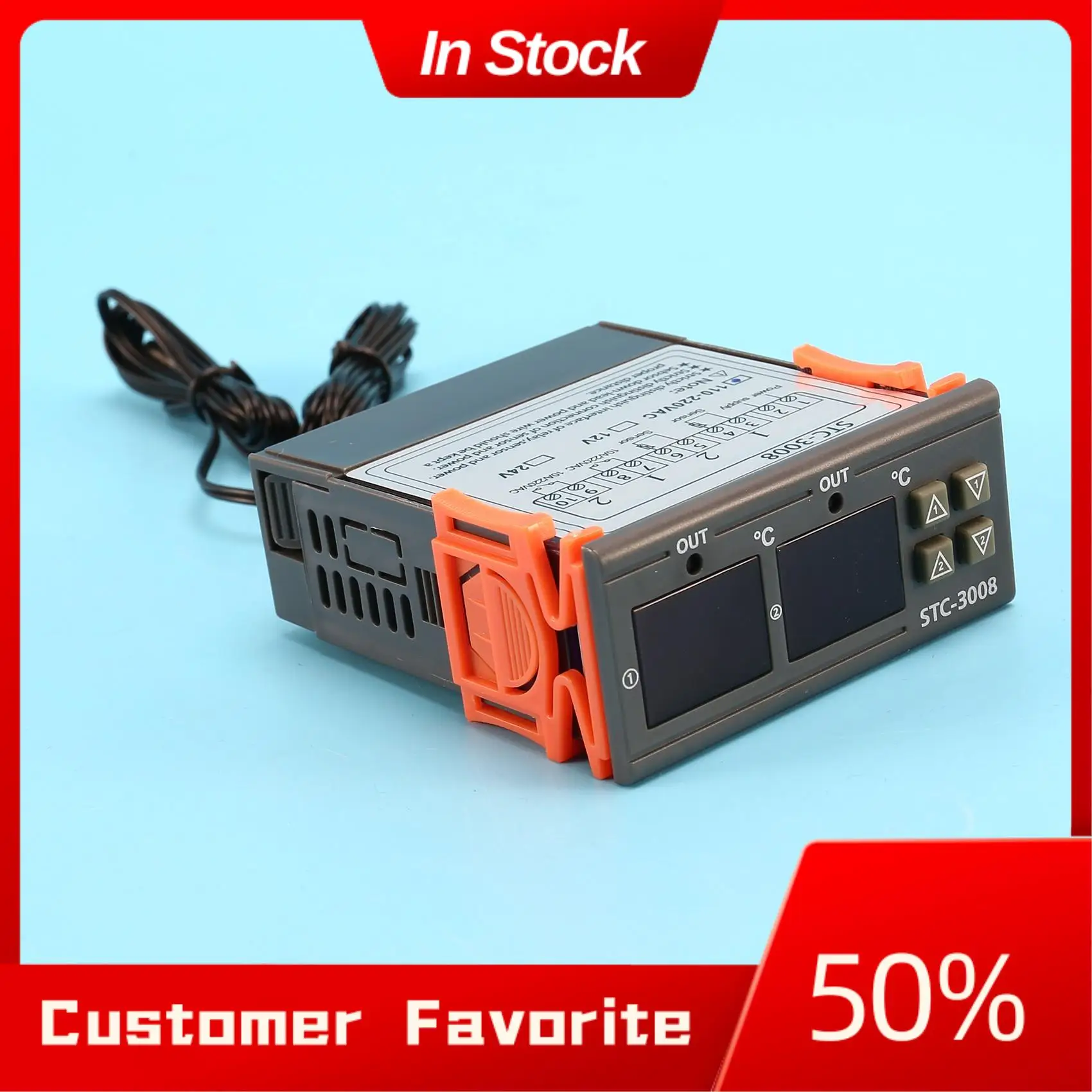

AT03 Top Stc-3008 110-220V Dual Digital Thermostat Temperature Controller For Incubator Thermostat Hygrometer Dehumidifier Humid