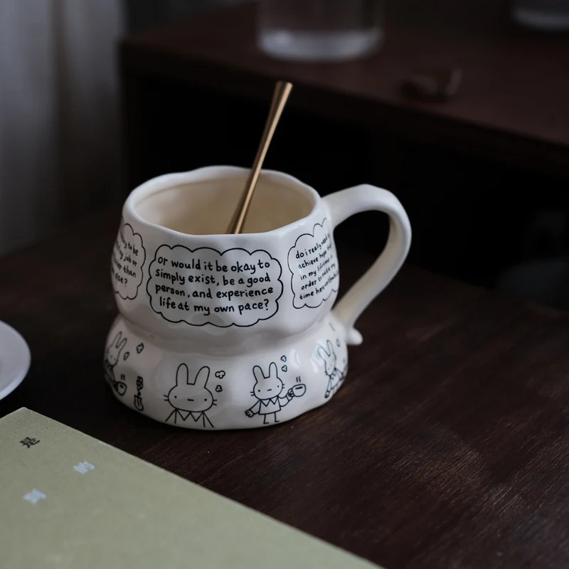 

Cute Handmade Rabbit Ceramic Mug, Latte Coffee Mugs, Office High-value Milk Cups, Holiday Gift Water Mug, Living Room Decoration
