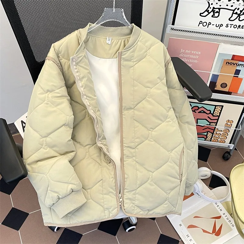 Winter Quilted Cotton Jacket Flight Jacket Retro Versatile Men's and Women's Cotton Jacket Loose Warm Coat