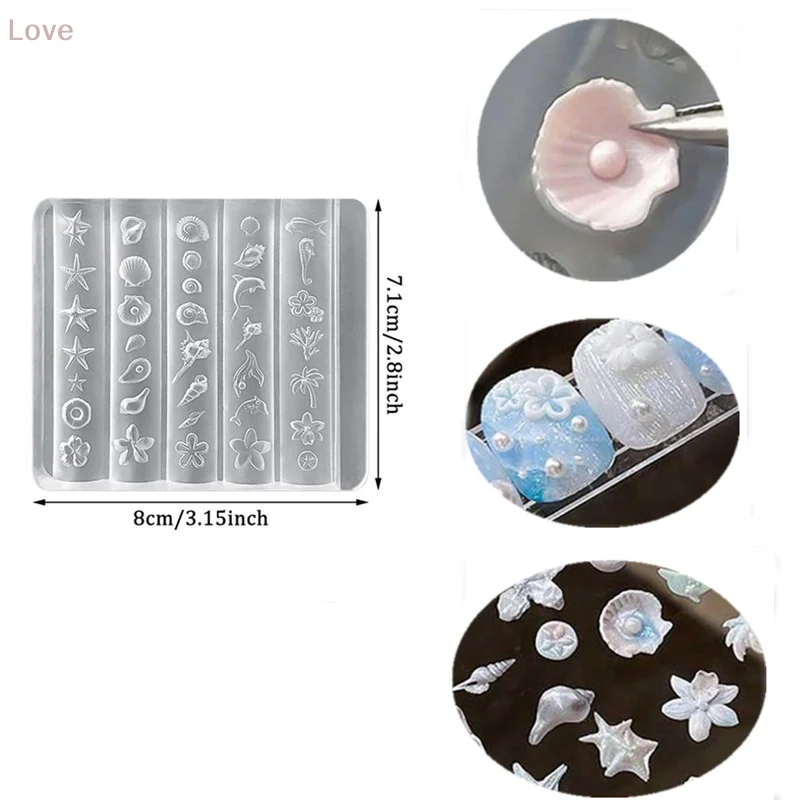 

Summer Sea Shell Theme Silicone Mold For 3D Carving Nail Art Mold Manicure Salon DIY Resin Craft Making Soft Mold