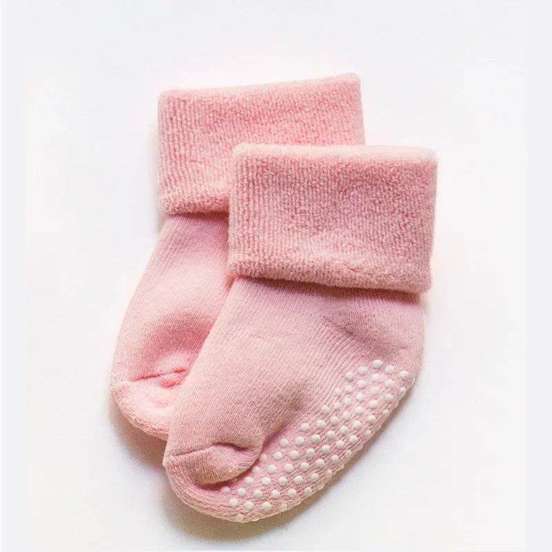 Cotton Baby Socks Autumn Winter Thicken Warm Newborn Boy Girl Floor Socks Baby Non-slip Solid Color Breathable Socks