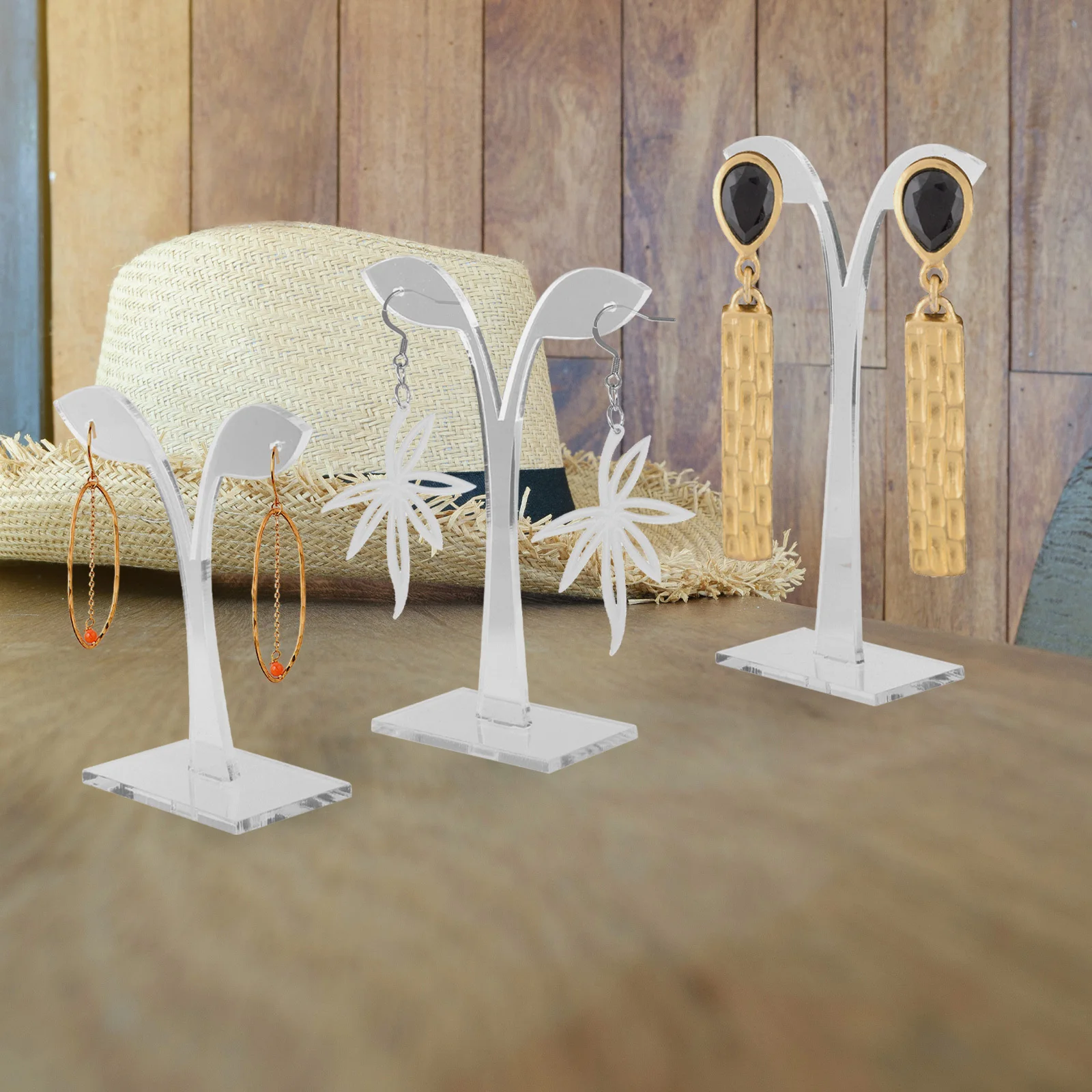 

6Pcs Leaf Shaped Acrylic Earring Holder Display Stand Organizer for Earrings Jewelry Storage Rack Desktop Earring Holder