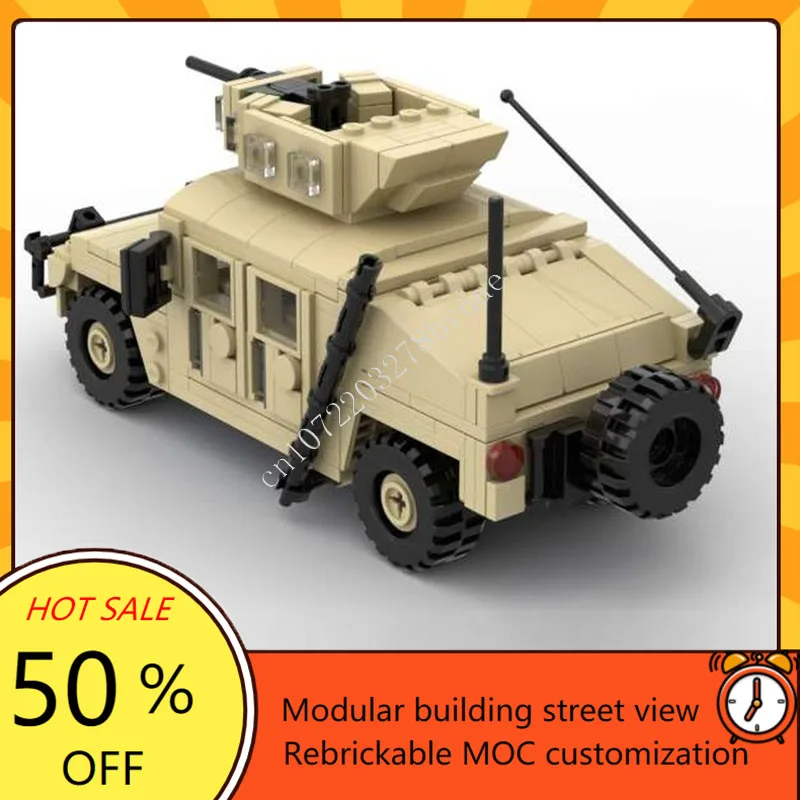 338 sztuk MOC M1151 HMMWV Up-armored naramienniki nosidełko niszczyciel model samochodu opancerzony klocki klocki DIY montaż zabawki prezent