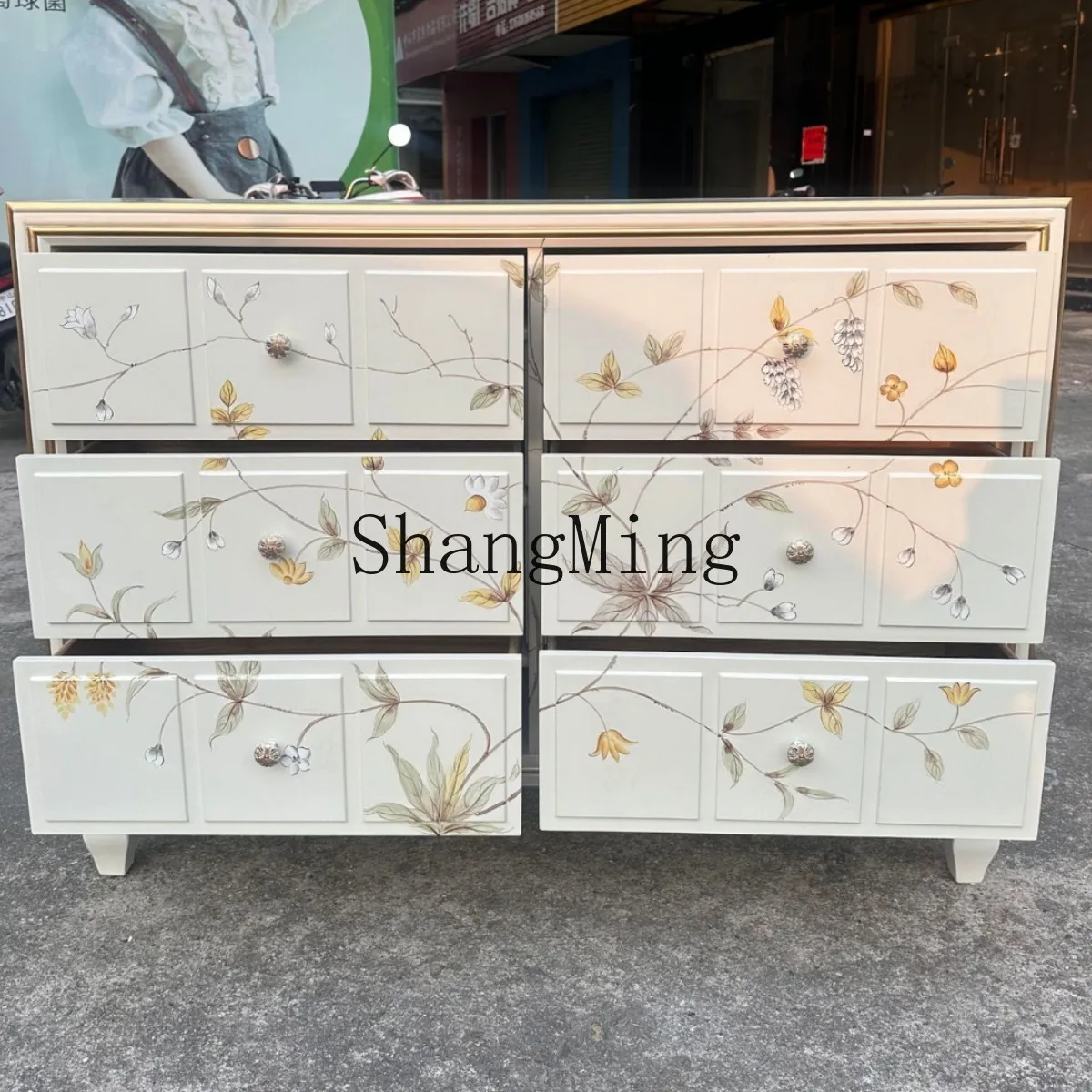 

SM new Zhigao American hand-painted chest cabinet B & B bedroom entrance cabinet hall display cabinet