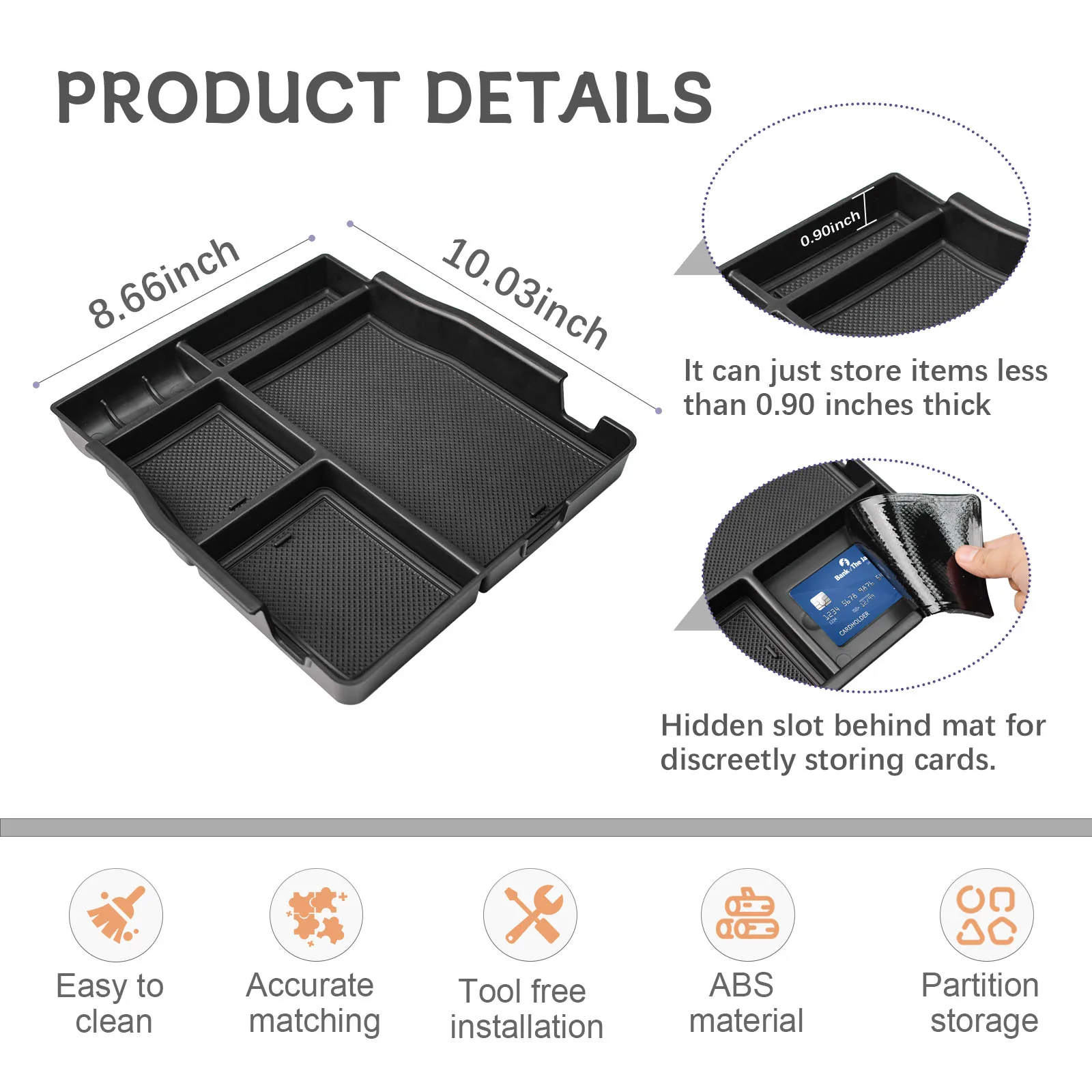 منظم المقعد المركزي الأمامي لـ 2017-2024 2025 Ford F150 F250 F350 F450 ملحقات القفز مسند ذراع المقعد تخزين صندوق إدراج صينية