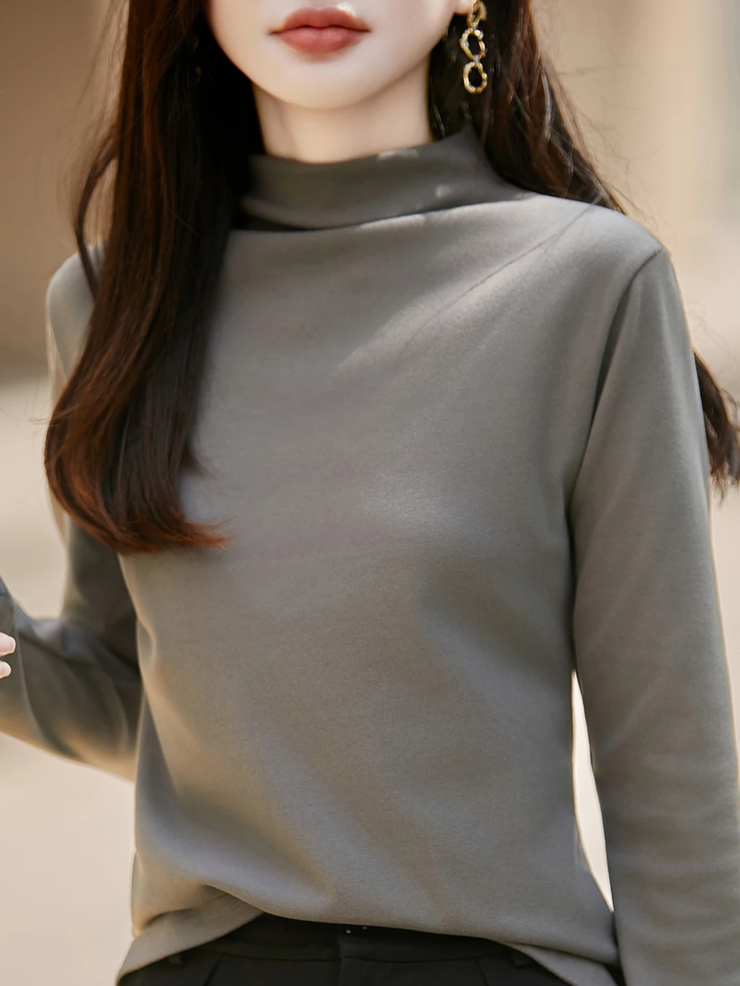 

Двусторонняя вязаная основа Camere irt, женская мягкая уютная повседневная одежда с высоким воротником, свободная посадка, длинная све, теплая внутренняя одежда