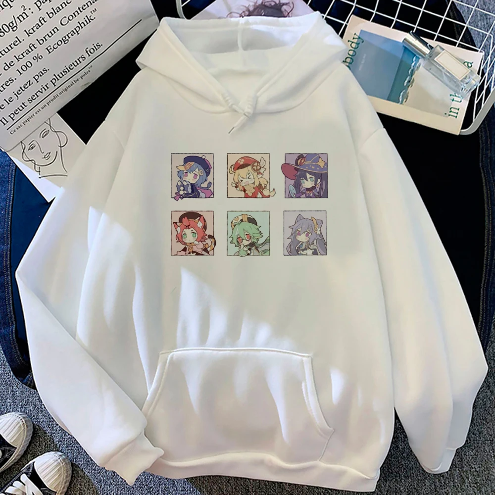 Hoodies Genshin Impact para Mulher, Pulôver Anime, Capuz Polar, Estético, Anos 90, Y2K, 2023