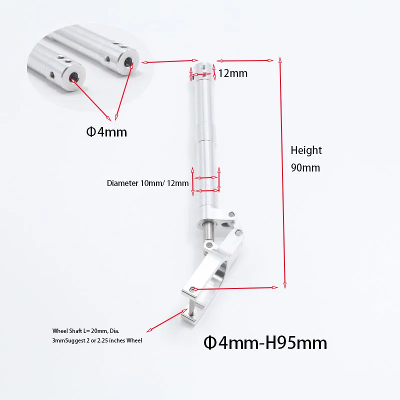 

1 Piece Top Hole 4/5/mm Damping Kneeling Landing Gear Height 95mm-165mm Worm Shock Tripod For 3-4kg RC Aircraft EDF Plane