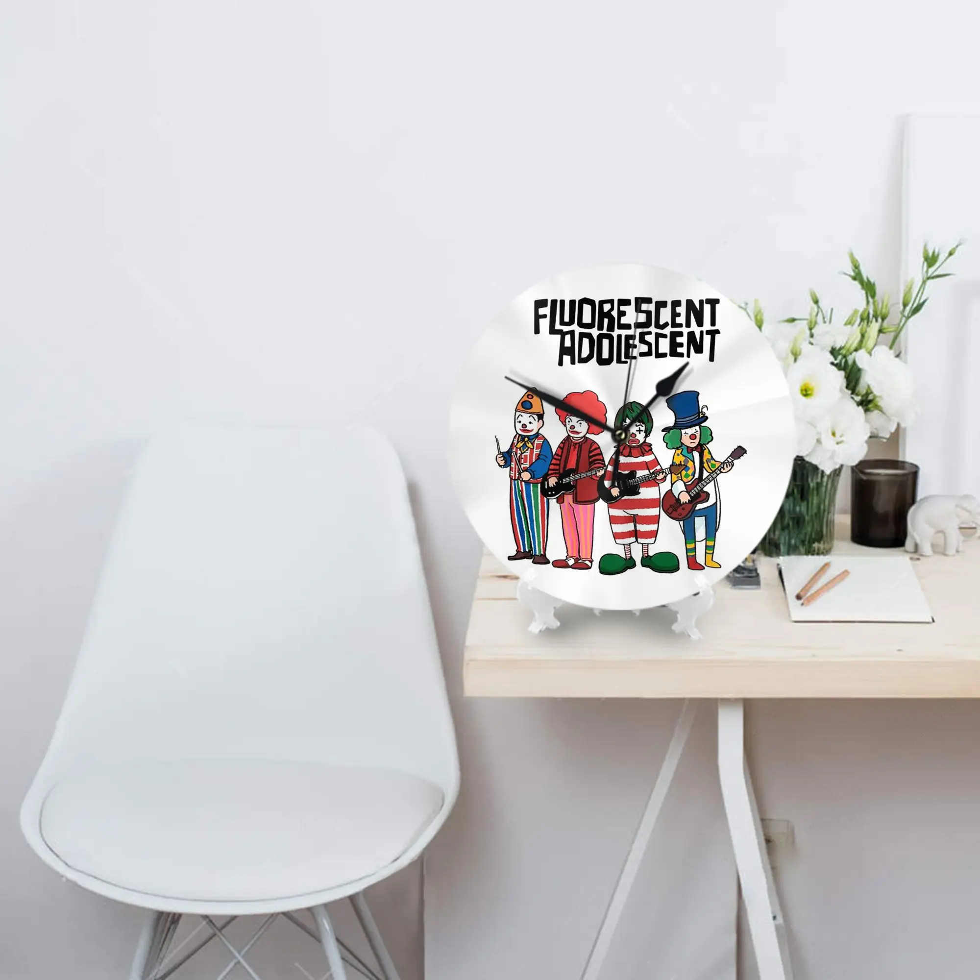 Clowns Fluorescent Adolescent Arctic Monkeys Wall Clock Room Decoration Silent Round Clock for Bedroom Living Kitchen Home