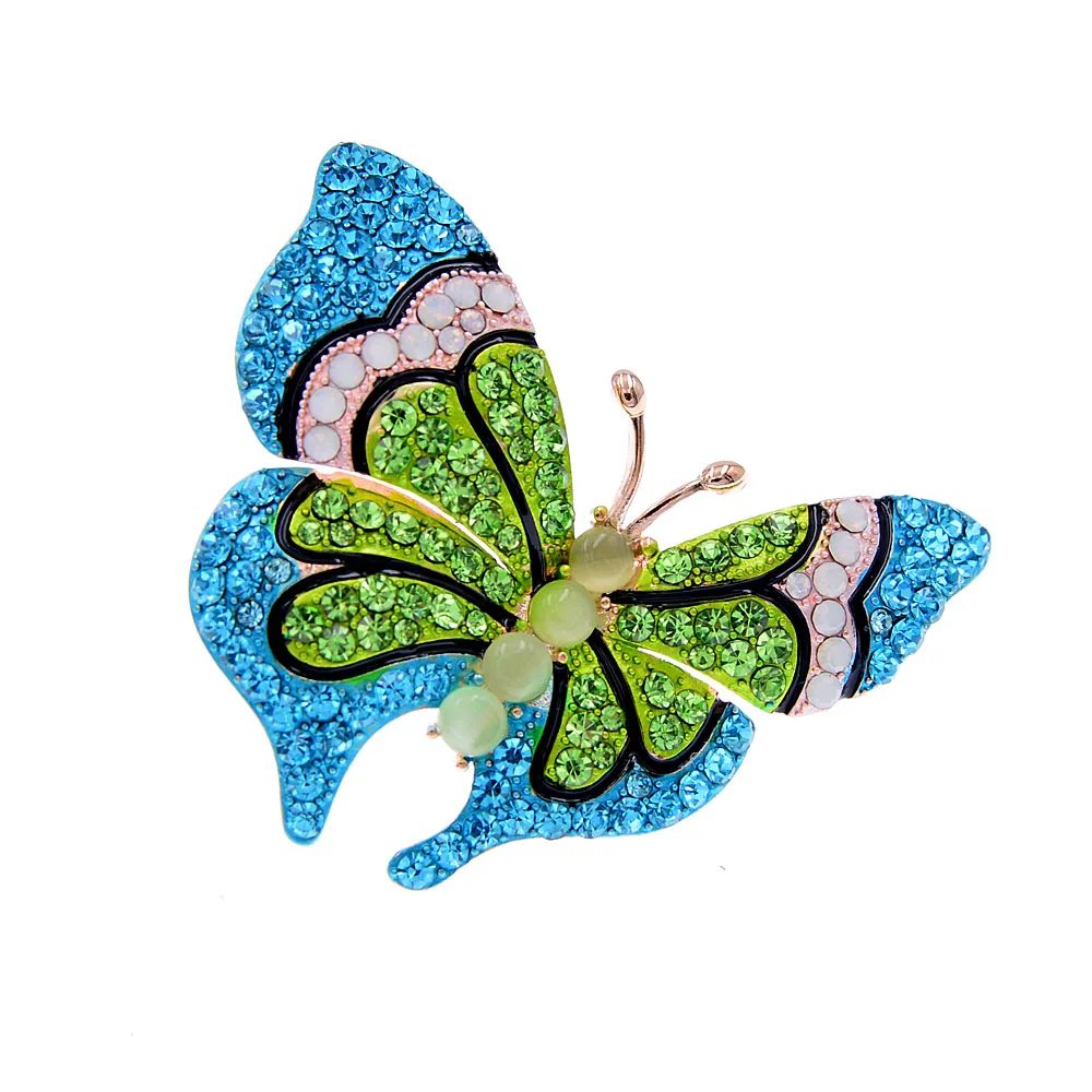 CINDY XIANG New Arrival Rhinestone Omber Color Blue Butterfly Brooches For Women Insect Pin Winter Design Fashion Jewelry 2020