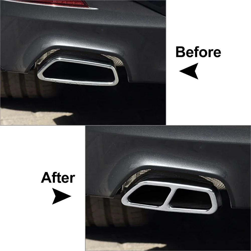 

2Pcs Car Exhaust Muffler Pipe Tip Tailpipe Cover Trim For BMW 5 Series G30 G31 2017 2018 Stainless Steel Black Silver