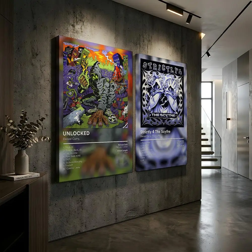 D-Denzel Curry Rapper Album Painting Calligraphy HD Modern Style Inner Frame Canvas Poster Bedroom