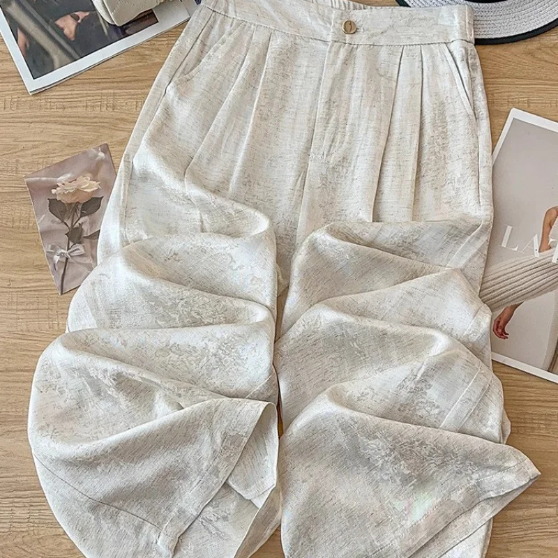 

Fashionable Comfortable Elegant Straight Pants Air Pants Versatile Simple Casual Sun Protection Pants Jacquard Wide Leg Pants