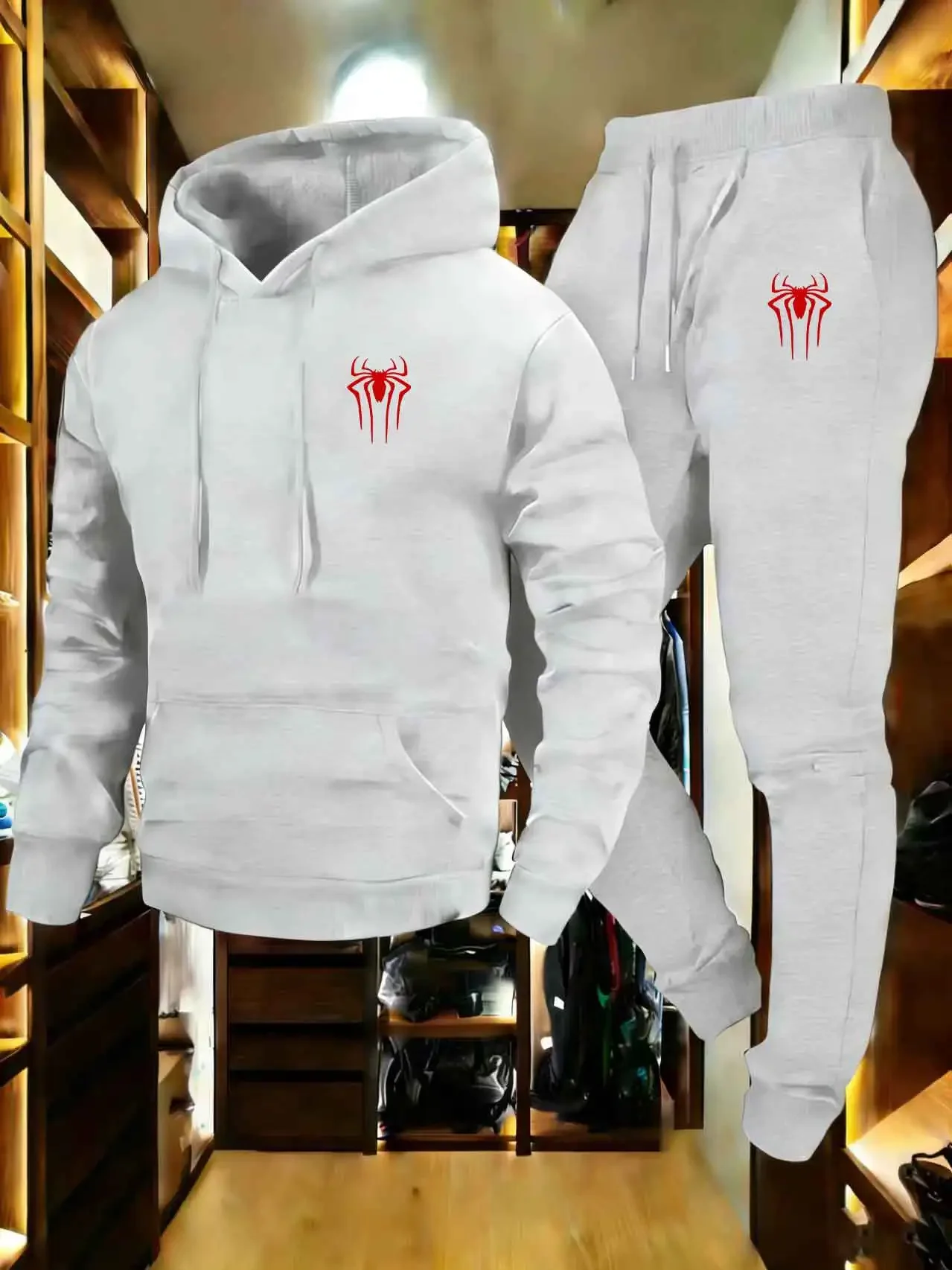 

Модный новый спортивный костюм с принтом для мужчин и женщин, удобная мужская повседневная толстовка с капюшоном, длинные брюки, комплект из двух предметов.