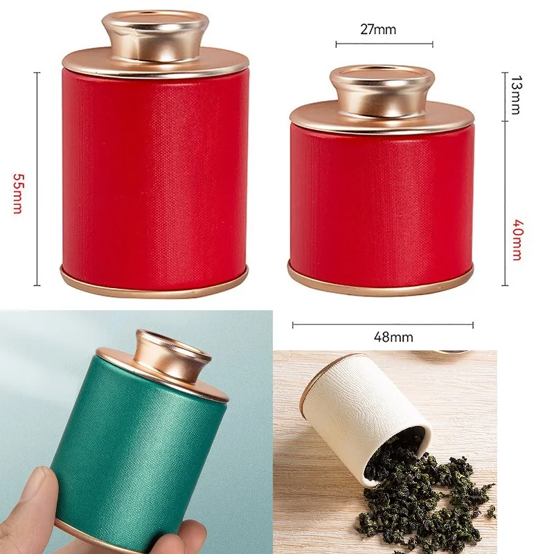 1pc Solid Mini Empty Tea Tin Can Household Green Black Tea Sealed Jar Portable Travel Small Tea Packaging Box Paper Storage Can