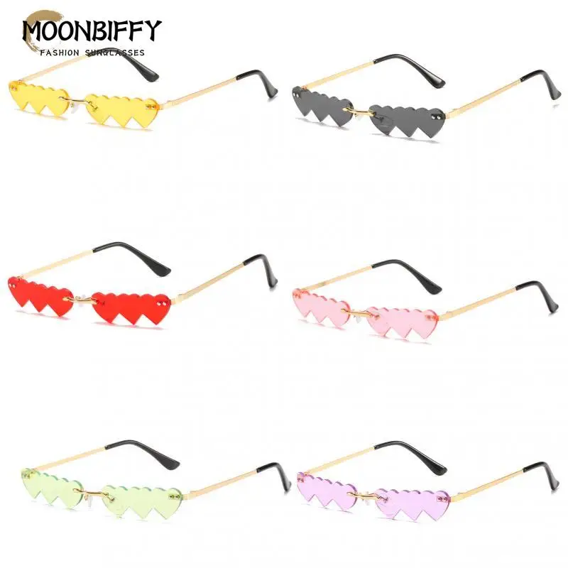 Small Love Heart Sunglasses Funny Glasses Personality Rimless Fashion Eyewear Street Shooting Glasses Sunglasses Gafas De Sol