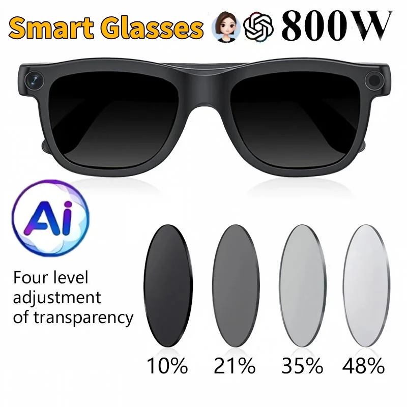 New Smart Glasses Touch Color Changing Lenses, High-definition Photography And Video Recording, Ai Image Recognition