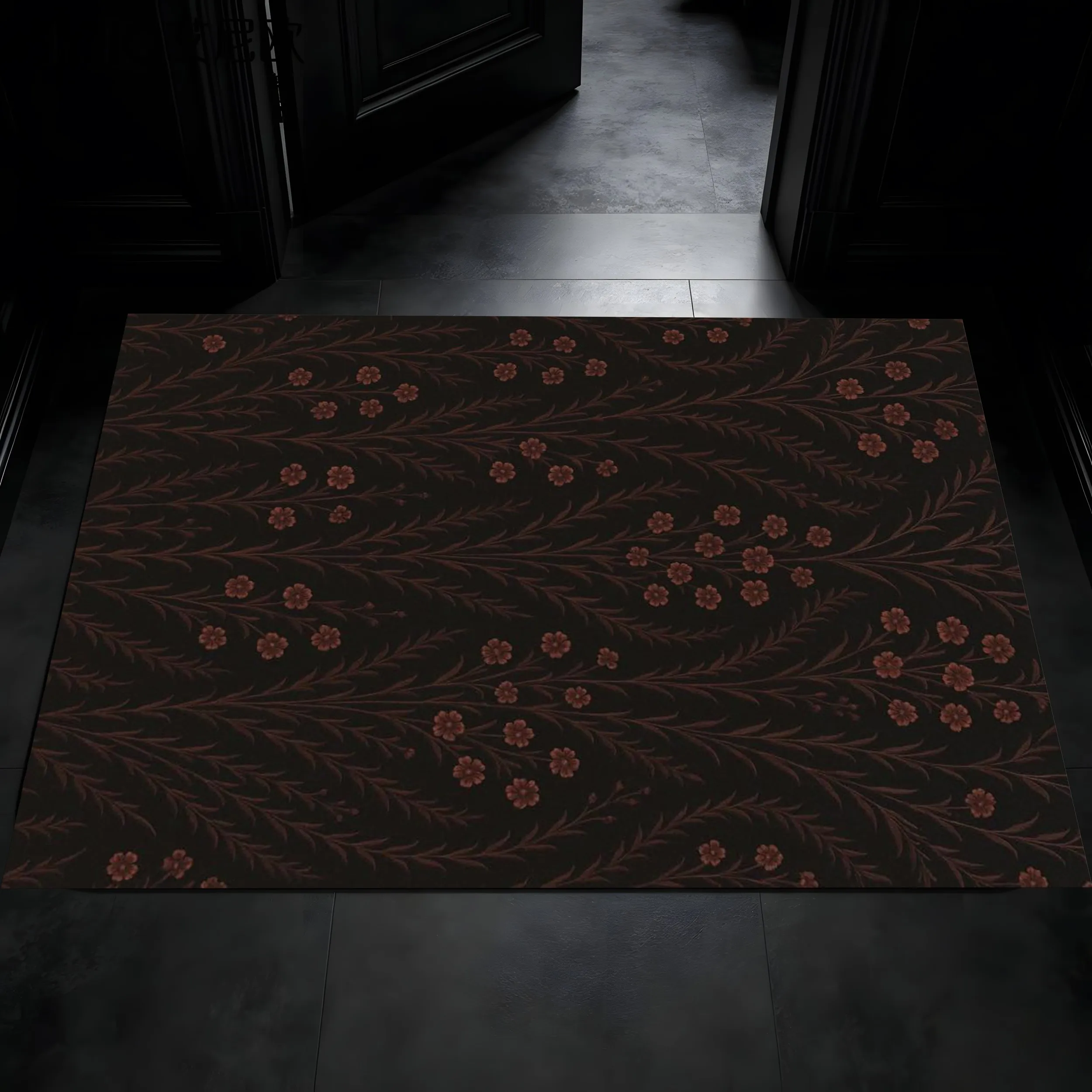 2D Carpet with Pumpkin Maple Leaves Autumn Food Elements Watercolor Style Warm and Soft Tones Creating a Warm Thanksgiving Atmosphere